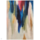 Vision Pigment Modern Abstract Hand-Woven Printed Wool Low Profile Short Pile Multicolour Rug 120 x 170 cm