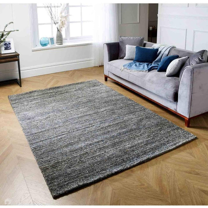 Vista Modern Plain Hand-Woven Ribbed Textured Wool Grey/Muted Ochre Rug-Oriental Weavers-Rug Love - The Most Loved Rug Store