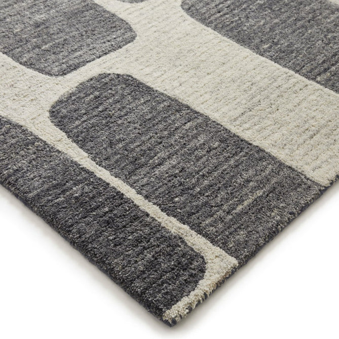 Vista Retro Modern Abstract Hand-Woven Ribbed Textured Cream/Charcoal Grey Rug-Melrose-Rug Love - The Most Loved Rug Store
