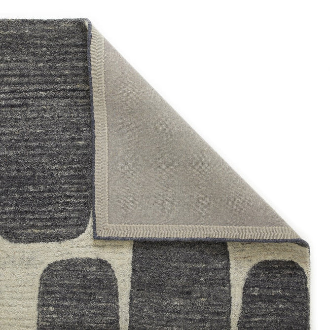 Vista Retro Modern Abstract Hand-Woven Ribbed Textured Cream/Charcoal Grey Rug-Melrose-Rug Love - The Most Loved Rug Store