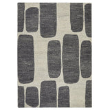 Vista Retro Modern Abstract Hand-Woven Ribbed Textured Cream/Charcoal Rug