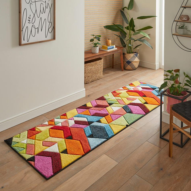 Viva VIV101 Modern Geometric Carved Hi-Lo Durable Easy-Care Soft Polypropylene Short Pile Multicolour Rug-Concept Looms-Rug Love - The Most Loved Rug Store