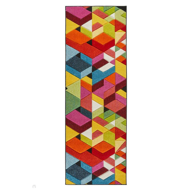 Viva VIV101 Modern Geometric Carved Hi-Lo Durable Easy-Care Soft Polypropylene Short Pile Multicolour Rug-Concept Looms-Rug Love - The Most Loved Rug Store