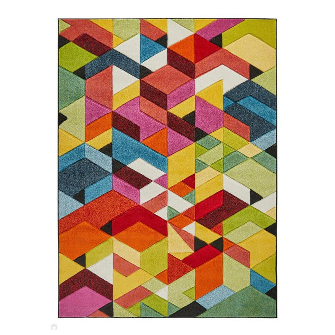 Viva VIV101 Modern Geometric Carved Hi-Lo Durable Easy-Care Soft Polypropylene Short Pile Multicolour Rug-Concept Looms-Rug Love - The Most Loved Rug Store