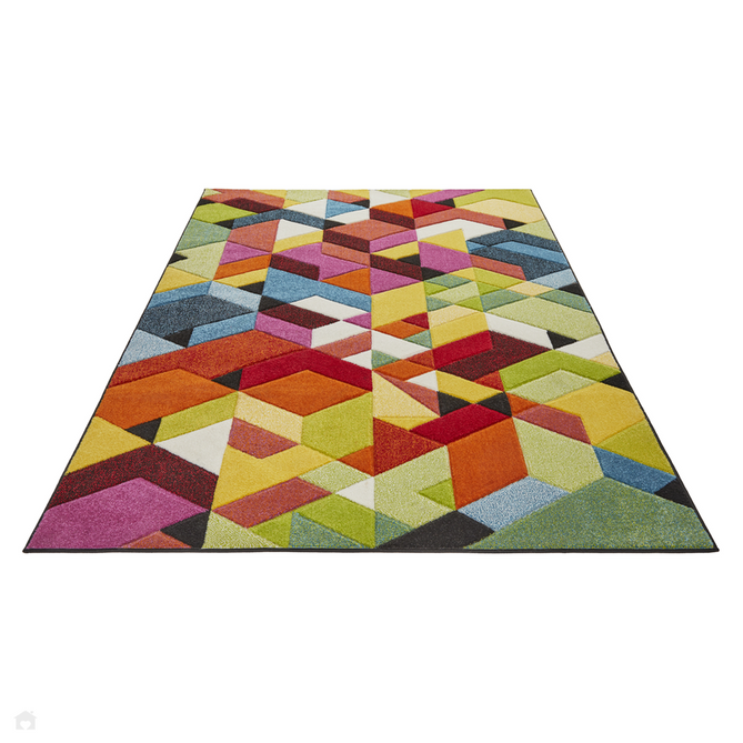 Viva VIV101 Modern Geometric Carved Hi-Lo Durable Easy-Care Soft Polypropylene Short Pile Multicolour Runner-Concept Looms-Rug Love - The Most Loved Rug Store