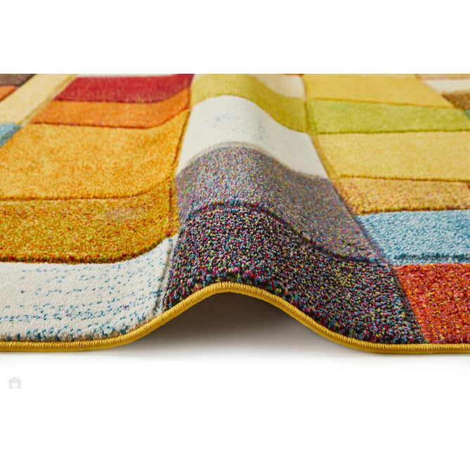 Viva VIV102 Modern Geometric Patchwork Blocks Carved Hi-Lo Durable Easy-Care Soft Polypropylene Short Pile Multicolour Rug-Concept Looms-Rug Love - The Most Loved Rug Store