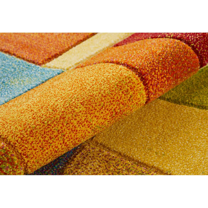 Viva VIV102 Modern Geometric Patchwork Blocks Carved Hi-Lo Durable Easy-Care Soft Polypropylene Short Pile Multicolour Runner-Concept Looms-Rug Love - The Most Loved Rug Store