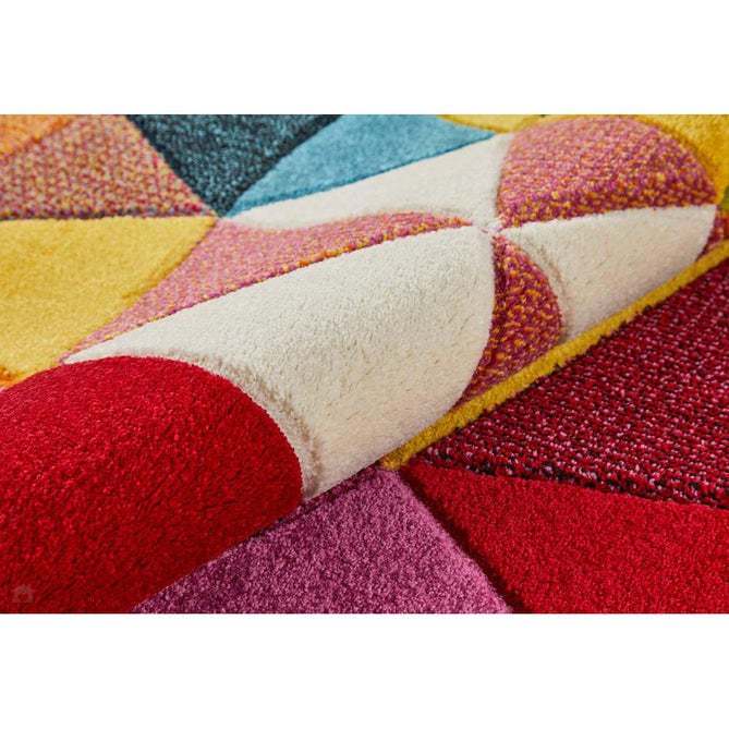 Viva VIV103 Modern Geometric Triangles Carved Hi-Lo Durable Easy-Care Soft Polypropylene Short Pile Multicolour Runner-Concept Looms-Rug Love - The Most Loved Rug Store