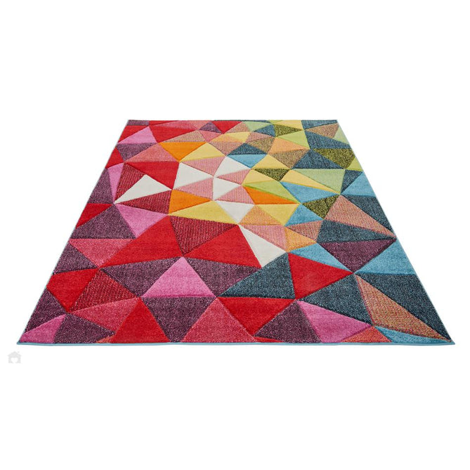 Viva VIV103 Modern Geometric Triangles Carved Hi-Lo Durable Easy-Care Soft Polypropylene Short Pile Multicolour Runner-Concept Looms-Rug Love - The Most Loved Rug Store