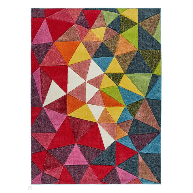 Viva VIV103 Modern Geometric Triangles Carved Hi-Lo Durable Easy-Care Soft Polypropylene Short Pile Multicolour Runner-Concept Looms-Rug Love - The Most Loved Rug Store