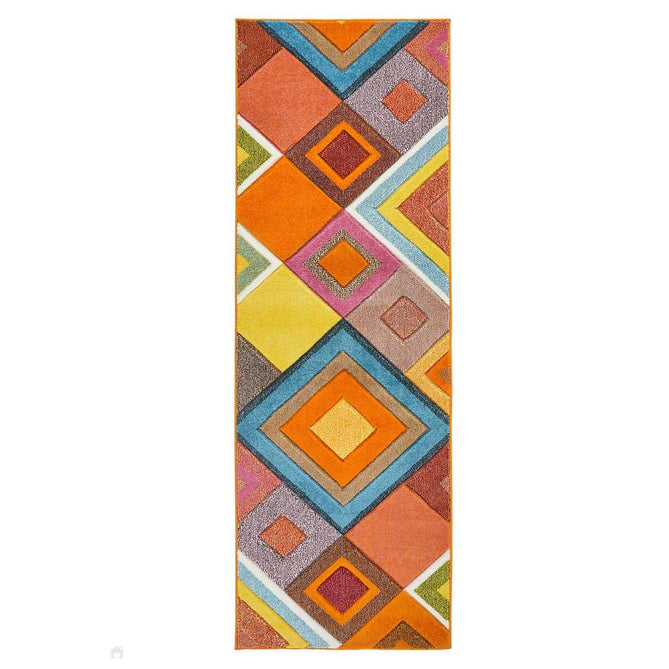 Viva VIV104 Modern Geometric Diamond Carved Hi-Lo Durable Easy-Care Soft Polypropylene Short Pile Multicolour Rug-Concept Looms-Rug Love - The Most Loved Rug Store