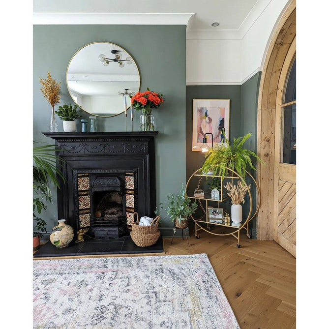 Vogue Traditional Persian Vintage Distressed Soft-Touch Hand-Knitted Ribbed Textured Polyester Beige/Cream/Pink/Ochre/Grey Rug-Origins-Rug Love - The Most Loved Rug Store