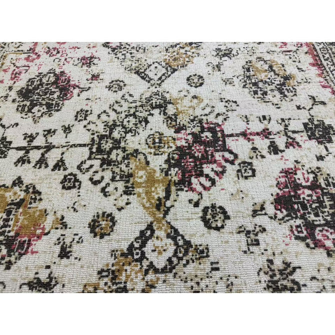 Vogue Traditional Persian Vintage Distressed Soft-Touch Hand-Knitted Ribbed Textured Polyester Beige/Cream/Pink/Ochre/Grey Rug-Origins-Rug Love - The Most Loved Rug Store