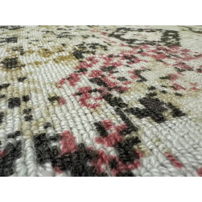 Vogue Traditional Persian Vintage Distressed Soft-Touch Hand-Knitted Ribbed Textured Polyester Beige/Cream/Pink/Ochre/Grey Rug-Origins-Rug Love - The Most Loved Rug Store