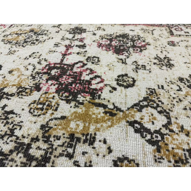 Vogue Traditional Persian Vintage Distressed Soft-Touch Hand-Knitted Ribbed Textured Polyester Beige/Cream/Pink/Ochre/Grey Rug-Origins-Rug Love - The Most Loved Rug Store
