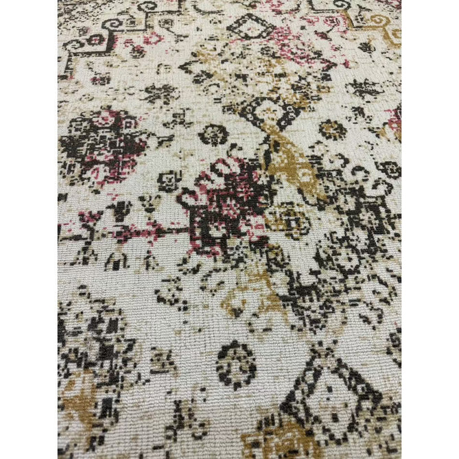 Vogue Traditional Persian Vintage Distressed Soft-Touch Hand-Knitted Ribbed Textured Polyester Beige/Cream/Pink/Ochre/Grey Rug-Origins-Rug Love - The Most Loved Rug Store