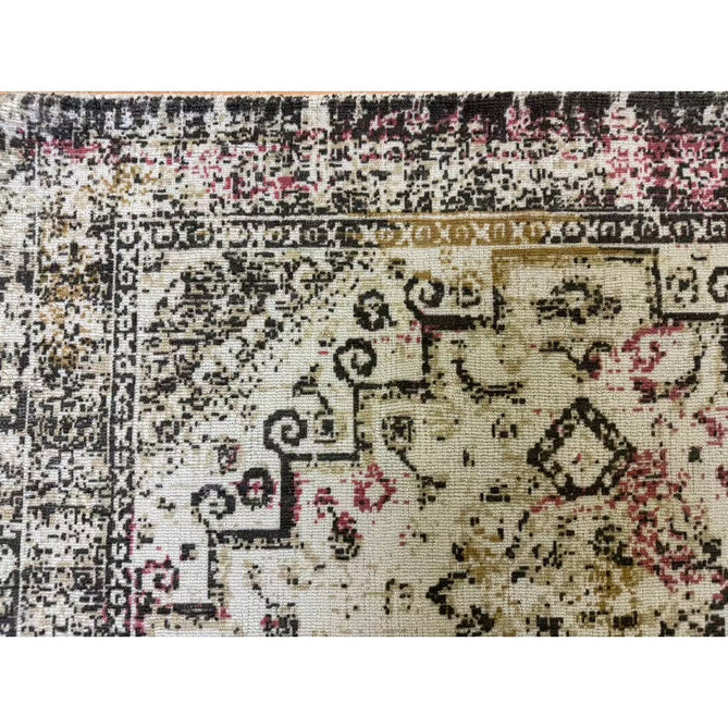 Vogue Traditional Persian Vintage Distressed Soft-Touch Hand-Knitted Ribbed Textured Polyester Beige/Cream/Pink/Ochre/Grey Rug-Origins-Rug Love - The Most Loved Rug Store
