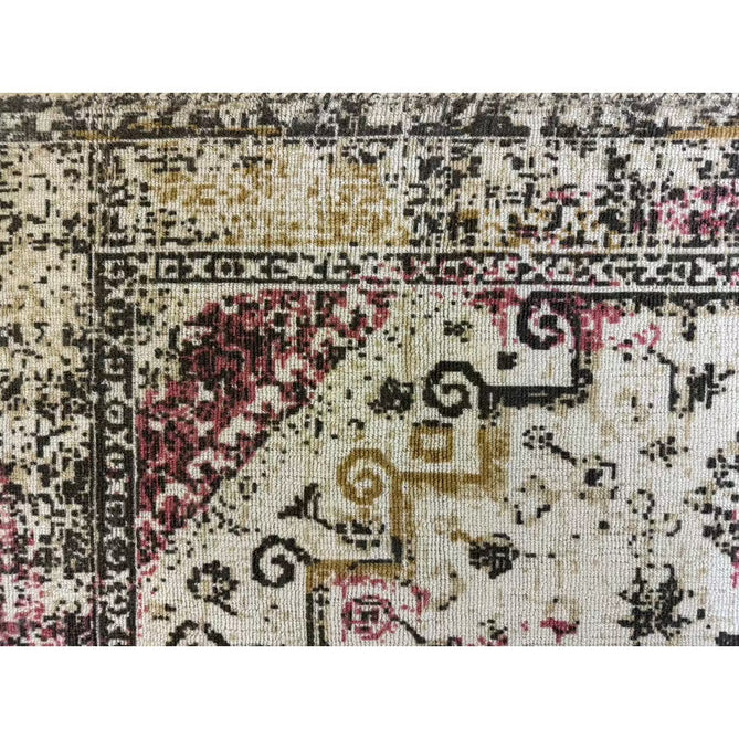 Vogue Traditional Persian Vintage Distressed Soft-Touch Hand-Knitted Ribbed Textured Polyester Beige/Cream/Pink/Ochre/Grey Rug-Origins-Rug Love - The Most Loved Rug Store