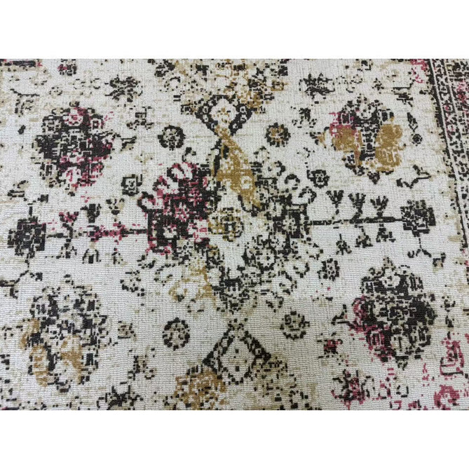 Vogue Traditional Persian Vintage Distressed Soft-Touch Hand-Knitted Ribbed Textured Polyester Beige/Cream/Pink/Ochre/Grey Rug-Origins-Rug Love - The Most Loved Rug Store