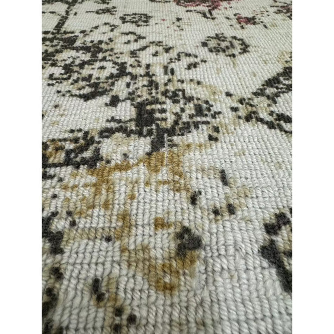 Vogue Traditional Persian Vintage Distressed Soft-Touch Hand-Knitted Ribbed Textured Polyester Beige/Cream/Pink/Ochre/Grey Rug-Origins-Rug Love - The Most Loved Rug Store