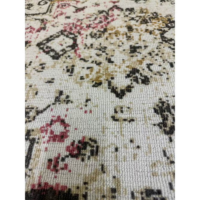 Vogue Traditional Persian Vintage Distressed Soft-Touch Hand-Knitted Ribbed Textured Polyester Beige/Cream/Pink/Ochre/Grey Rug-Origins-Rug Love - The Most Loved Rug Store