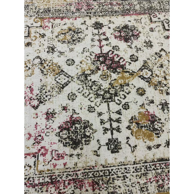 Vogue Traditional Persian Vintage Distressed Soft-Touch Hand-Knitted Ribbed Textured Polyester Beige/Cream/Pink/Ochre/Grey Rug-Origins-Rug Love - The Most Loved Rug Store