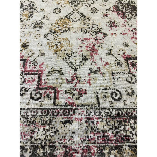 Vogue Traditional Persian Vintage Distressed Soft-Touch Hand-Knitted Ribbed Textured Polyester Beige/Cream/Pink/Ochre/Grey Rug-Origins-Rug Love - The Most Loved Rug Store