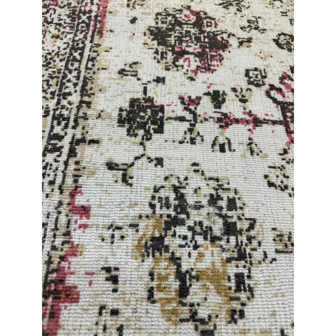 Vogue Traditional Persian Vintage Distressed Soft-Touch Hand-Knitted Ribbed Textured Polyester Beige/Cream/Pink/Ochre/Grey Rug-Origins-Rug Love - The Most Loved Rug Store
