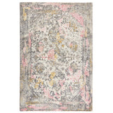 Vogue Traditional Persian Vintage Distressed Soft-Touch Hand-Knitted Ribbed Textured Polyester Beige/Cream/Pink/Ochre/Grey Rug