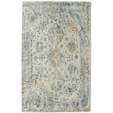 Vogue Traditional Persian Vintage Distressed Soft-Touch Hand-Knitted Ribbed Textured Polyester Blue/Ochre/Ivory/Teal/Grey Rug