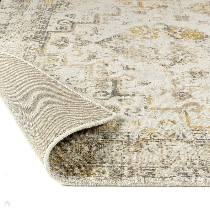 Vogue Traditional Persian Vintage Distressed Soft-Touch Hand-Knitted Ribbed Textured Polyester Light Grey/Ochre/Beige/Cream/Multicolour Rug-Origins-Rug Love - The Most Loved Rug Store