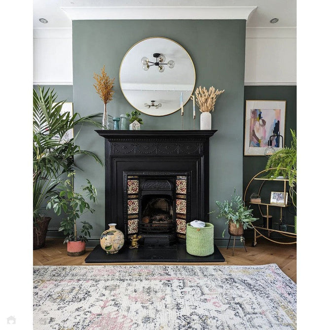 Vogue Traditional Persian Vintage Distressed Soft-Touch Hand-Knitted Ribbed Textured Polyester Low Profile Short Pile Beige/Cream/Pink/Ochre/Grey Rug-Origins-Rug Love - The Most Loved Rug Store