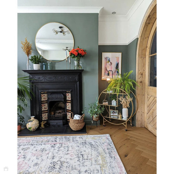 Vogue Traditional Persian Vintage Distressed Soft-Touch Hand-Knitted Ribbed Textured Polyester Low Profile Short Pile Beige/Cream/Pink/Ochre/Grey Rug-Origins-Rug Love - The Most Loved Rug Store