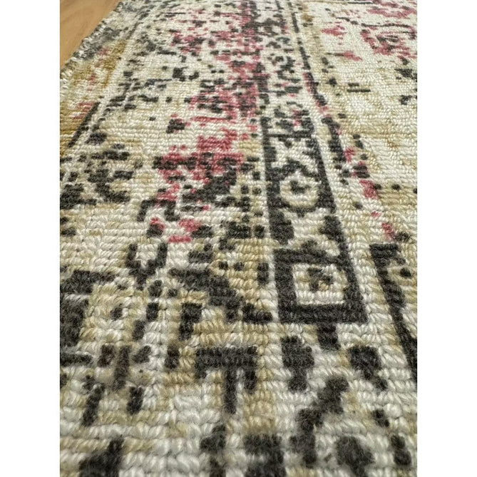 Vogue Traditional Persian Vintage Distressed Soft-Touch Hand-Knitted Ribbed Textured Polyester Low Profile Short Pile Beige/Cream/Pink/Ochre/Grey Rug-Origins-Rug Love - The Most Loved Rug Store