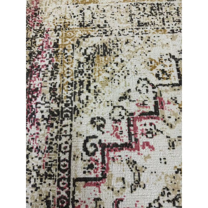 Vogue Traditional Persian Vintage Distressed Soft-Touch Hand-Knitted Ribbed Textured Polyester Low Profile Short Pile Beige/Cream/Pink/Ochre/Grey Rug-Origins-Rug Love - The Most Loved Rug Store