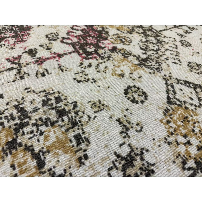 Vogue Traditional Persian Vintage Distressed Soft-Touch Hand-Knitted Ribbed Textured Polyester Low Profile Short Pile Beige/Cream/Pink/Ochre/Grey Rug-Origins-Rug Love - The Most Loved Rug Store
