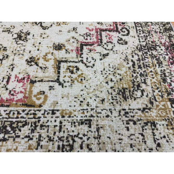 Vogue Traditional Persian Vintage Distressed Soft-Touch Hand-Knitted Ribbed Textured Polyester Low Profile Short Pile Beige/Cream/Pink/Ochre/Grey Rug-Origins-Rug Love - The Most Loved Rug Store