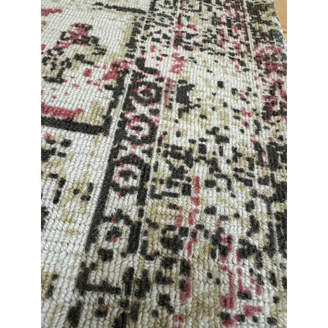 Vogue Traditional Persian Vintage Distressed Soft-Touch Hand-Knitted Ribbed Textured Polyester Low Profile Short Pile Beige/Cream/Pink/Ochre/Grey Rug-Origins-Rug Love - The Most Loved Rug Store