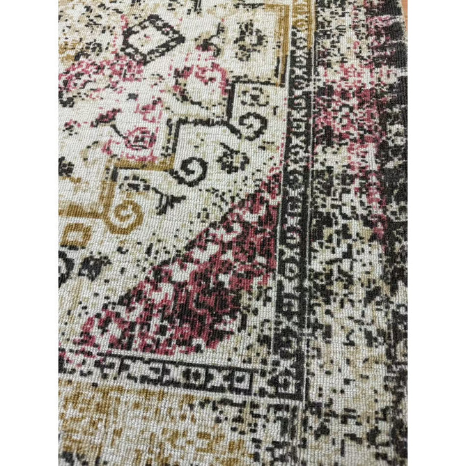 Vogue Traditional Persian Vintage Distressed Soft-Touch Hand-Knitted Ribbed Textured Polyester Low Profile Short Pile Beige/Cream/Pink/Ochre/Grey Rug-Origins-Rug Love - The Most Loved Rug Store