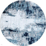 Wanderlust WNL2309 Modern Abstract Blue/Sky Blue/Ink Blue/Charcoal/White/Light Slate/Black Flat-Pile Round Rug
