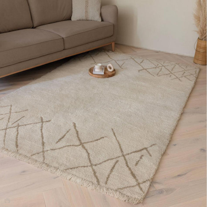 Washable Azera Crosshatch Modern Moroccan Berber Hand-Woven Textured Soft Plush Mid-Height Wool Shaggy Cream/Sand Beige Rug-Asiatic Carpets-Rug Love - The Most Loved Rug Store