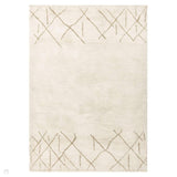 Washable Azera Crosshatch Modern Moroccan Berber Hand-Woven Textured Soft Plush Mid-Height Wool Shaggy Cream/Sand Beige Rug