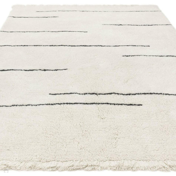 Washable Azera Dash Modern Moroccan Berber Hand-Woven Textured Soft Plush Mid-Height Wool Shaggy Cream/Charcoal Grey Rug-Asiatic Carpets-Rug Love - The Most Loved Rug Store