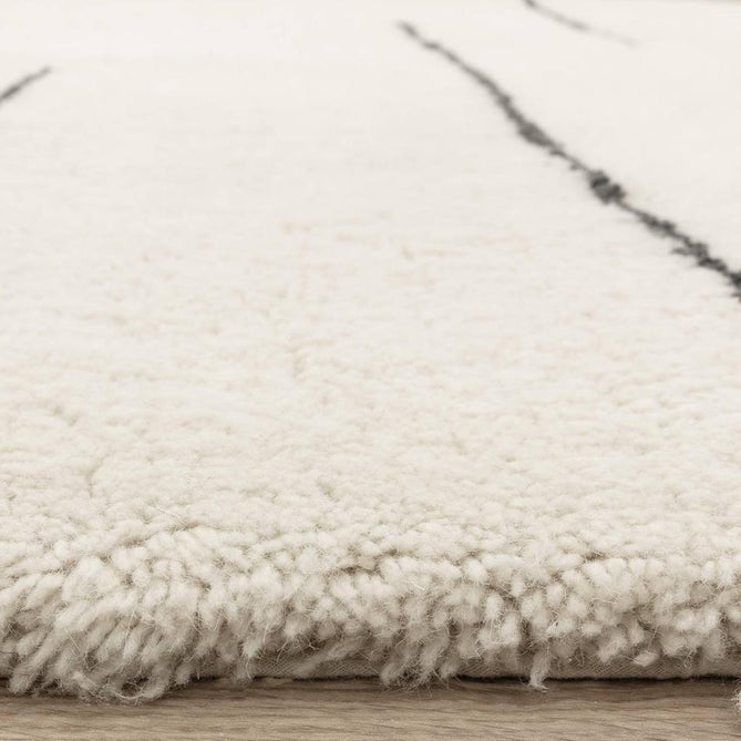 Washable Azera Dash Modern Moroccan Berber Hand-Woven Textured Soft Plush Mid-Height Wool Shaggy Cream/Charcoal Grey Rug-Asiatic Carpets-Rug Love - The Most Loved Rug Store