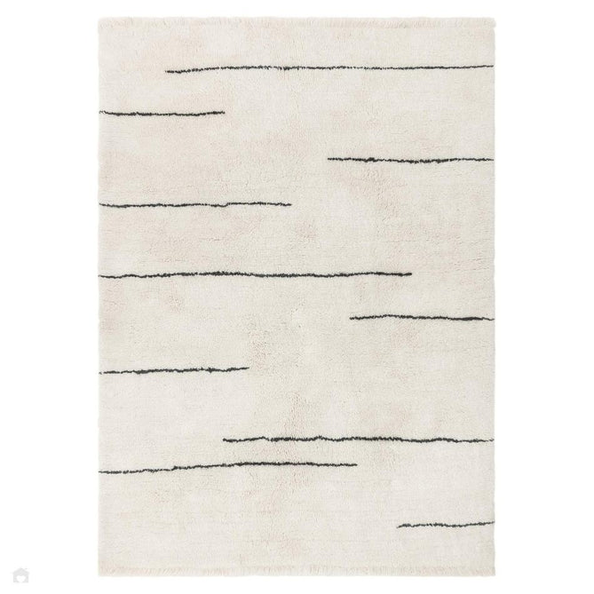 Washable Azera Dash Modern Moroccan Berber Hand-Woven Textured Soft Plush Mid-Height Wool Shaggy Cream/Charcoal Grey Rug-Asiatic Carpets-Rug Love - The Most Loved Rug Store