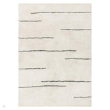 Washable Azera Dash Modern Moroccan Berber Hand-Woven Textured Soft Plush Mid-Height Wool Shaggy Cream/Charcoal Grey Rug