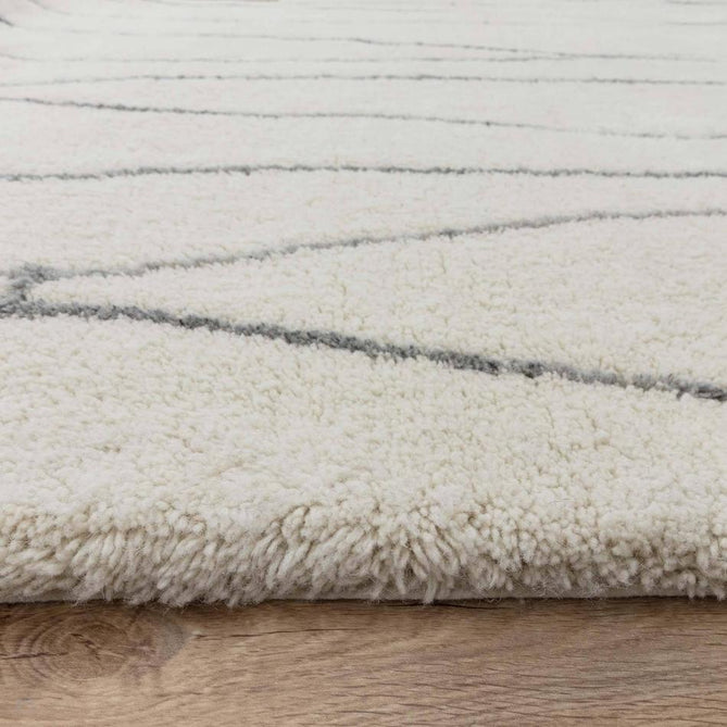 Washable Azera Lineal Modern Moroccan Berber Hand-Woven Textured Soft Plush Mid-Height Wool Shaggy Cream/Stone Grey Rug-Asiatic Carpets-Rug Love - The Most Loved Rug Store
