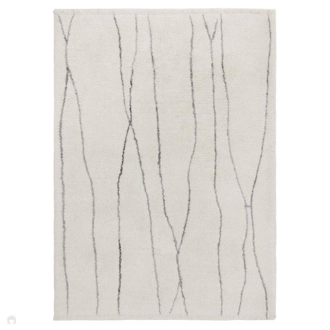 Washable Azera Lineal Modern Moroccan Berber Hand-Woven Textured Soft Plush Mid-Height Wool Shaggy Cream/Stone Grey Rug-Asiatic Carpets-Rug Love - The Most Loved Rug Store