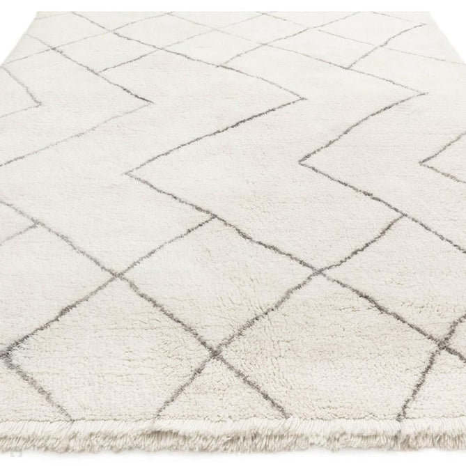 Washable Azera Rhombus Modern Moroccan Berber Hand-Woven Textured Soft Plush Mid-Height Wool Shaggy Cream/Stone Grey Rug-Asiatic Carpets-Rug Love - The Most Loved Rug Store