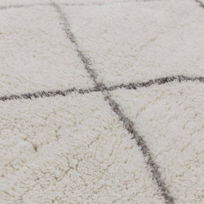 Washable Azera Rhombus Modern Moroccan Berber Hand-Woven Textured Soft Plush Mid-Height Wool Shaggy Cream/Stone Grey Rug-Asiatic Carpets-Rug Love - The Most Loved Rug Store